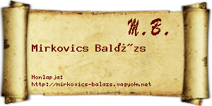 Mirkovics Balázs névjegykártya